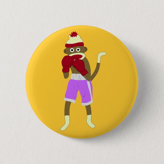 Sock Monkey Boxer 2 Inch Round Button (Front)