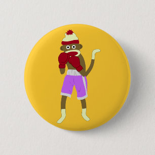 Sock Monkey Boxer 2 Inch Round Button