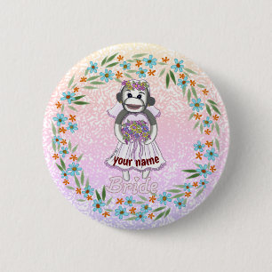 Sock Monkey Bride  2 Inch Round Button