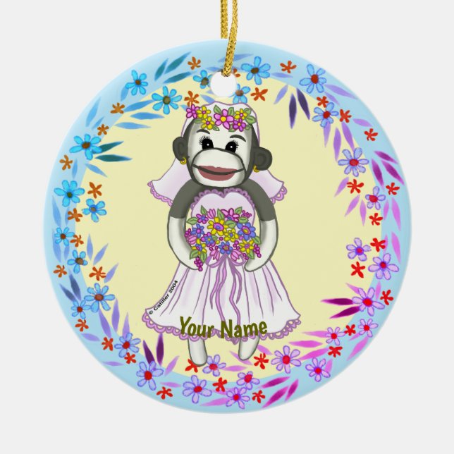 Sock Monkey Bride wedding ornament (Front)
