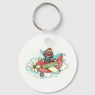 Sock Monkey Business Airlines Keychain