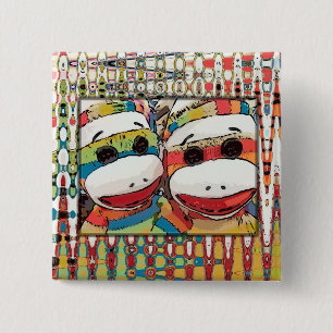 Sock Monkey Button