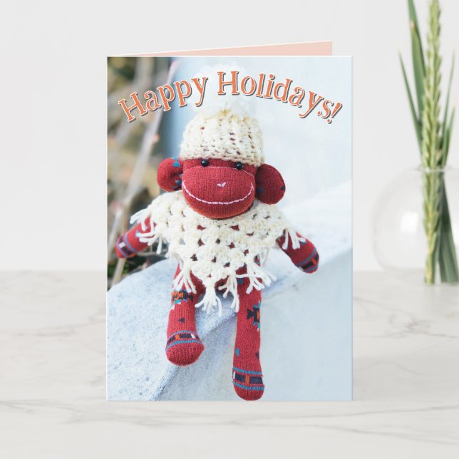 Sock Monkey - Carte de Noël amérindienne (Devant)