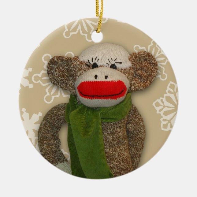 Sock Monkey Christmas Ornament (Front)