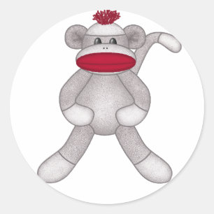 Sock Monkey Classic Round Sticker