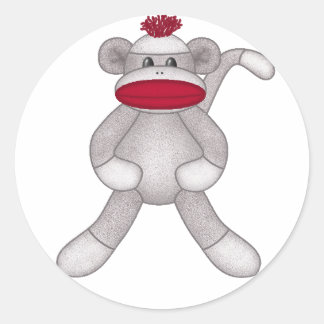 Sock Monkey Classic Round Sticker