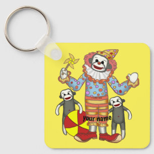 Sock Monkey Clown  Keychain
