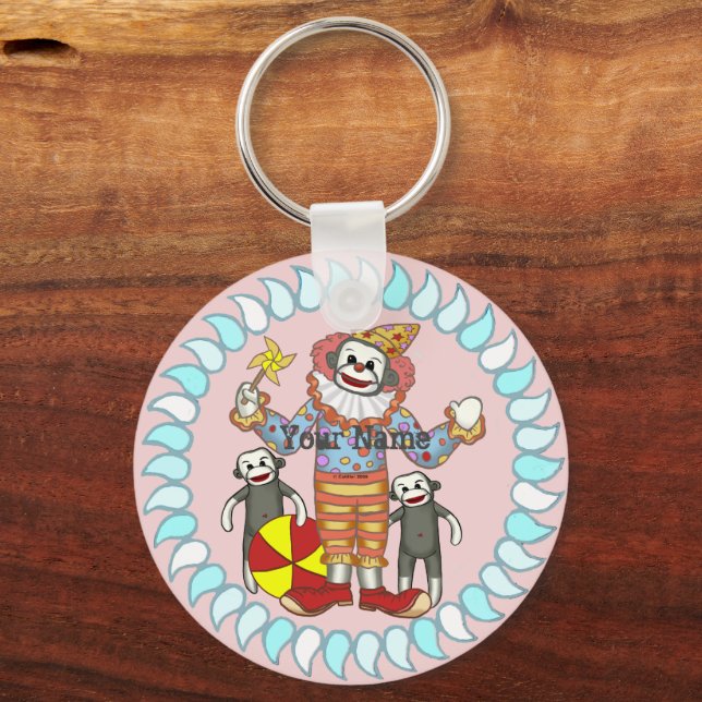 Sock Monkey Clown keychains (Front)