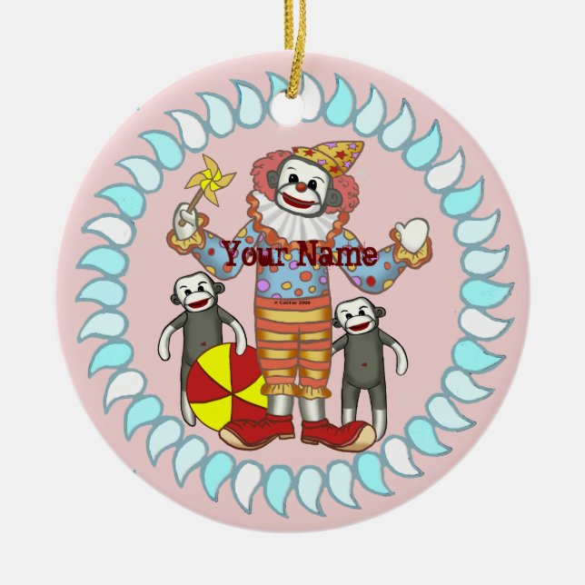 Sock Monkey Clown ornaments (Front)