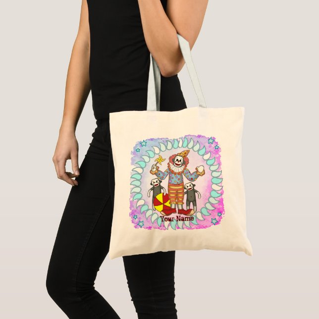 Sock Monkey Clown tote bags (Front (Product))