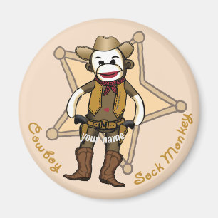 Sock Monkey Cowboy  magnet 