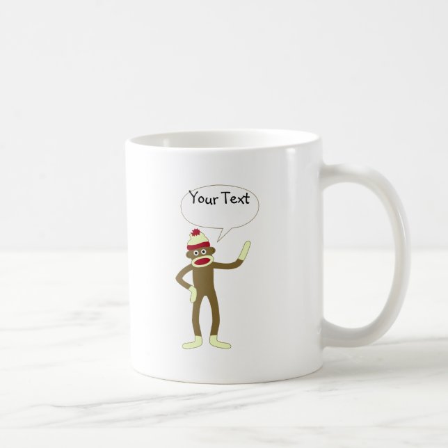 Sock Monkey Customizable Comic Speech Bubble Coffee Mug (Right)