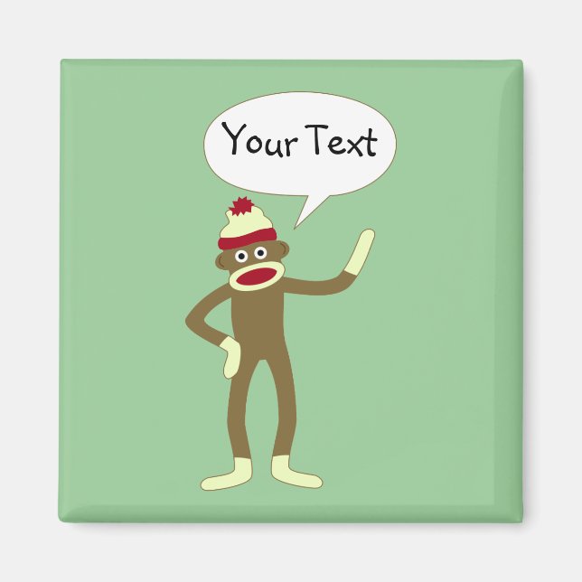 Sock Monkey Customizable Comic Speech Bubble Magnet (Front)