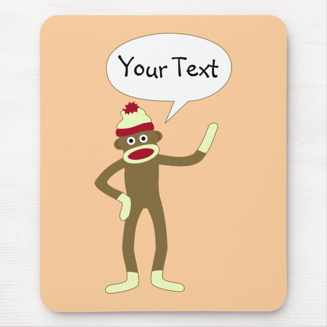 Sock Monkey Customizable Comic Speech Bubble Mouse Pad (Front)