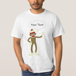 Sock Monkey Customizable Comic Speech Bubble T-Shirt