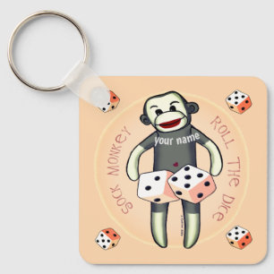 Sock Monkey Dice  Keychain