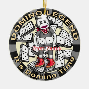 Sock Monkey Domino legend Ceramic Ornament
