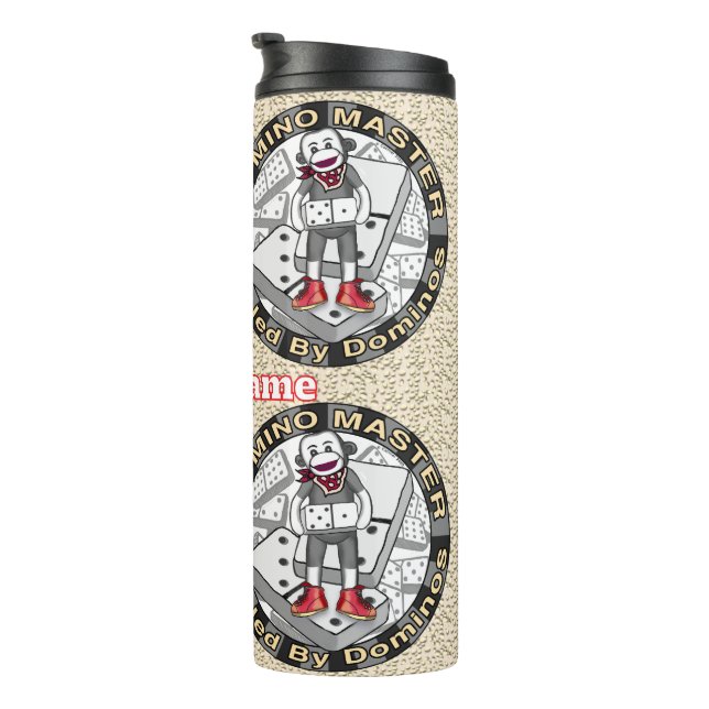 Sock Monkey Domino Master tumbler (Rotated Right)