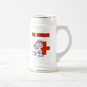 Sock Monkey ER Nurse T-shirts and Gifts Beer Stein