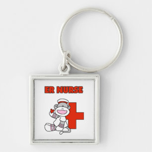 Sock Monkey ER Nurse T-shirts and Gifts Keychain