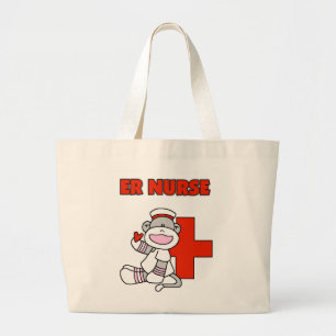 Sock Monkey ER Nurse T-shirts and Gifts Large Tote Bag