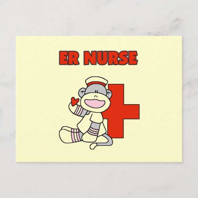 Sock Monkey ER Nurse T-shirts and Gifts Postcard (Front)