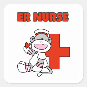 Sock Monkey ER Nurse T-shirts and Gifts Square Sticker