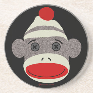 Sock Monkey Face Coaster