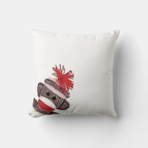 Sock Monkey Face Design Throw Pillow Home Decor