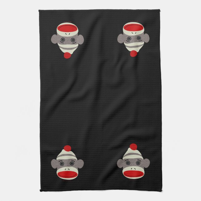 Sock Monkey Face Kitchen Towel (Vertical)