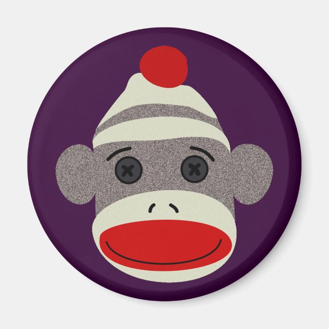 Sock Monkey Face Magnet (Front)