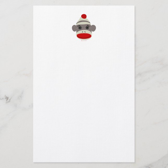 Sock Monkey Face Stationery (Front)