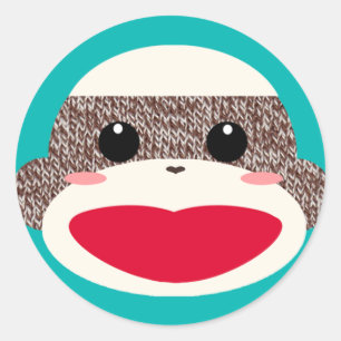 Sock Monkey Face Stickers