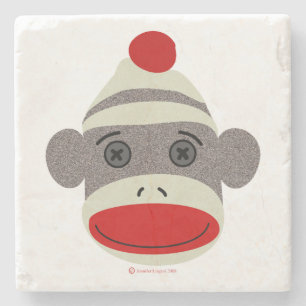 Sock Monkey Face Stone Coasters