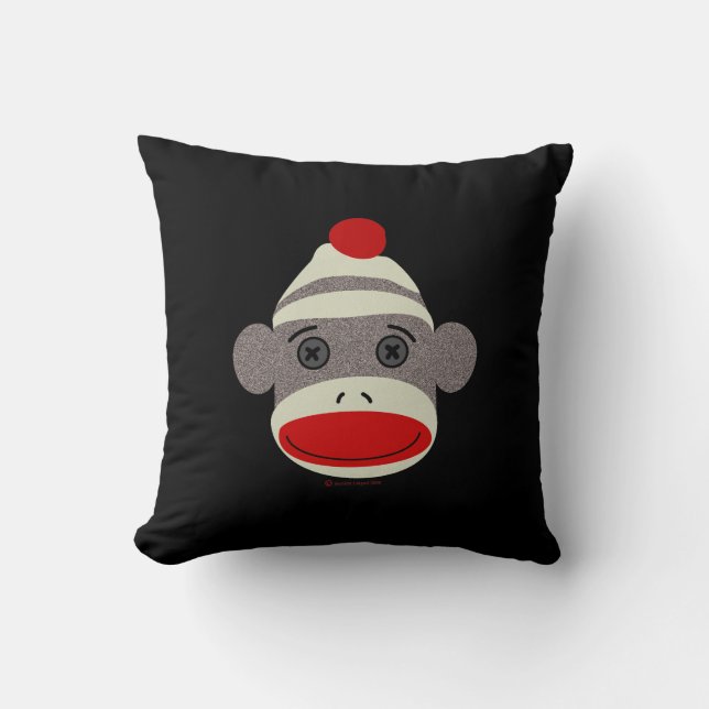 Sock Monkey Face Throw Pillow (Front)