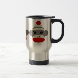 Sock Monkey Face Travel Mug