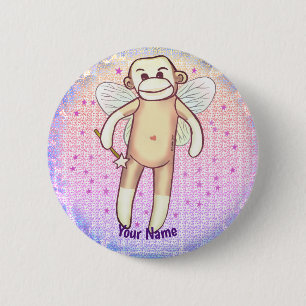Sock monkey Fairy  2 Inch Round Button