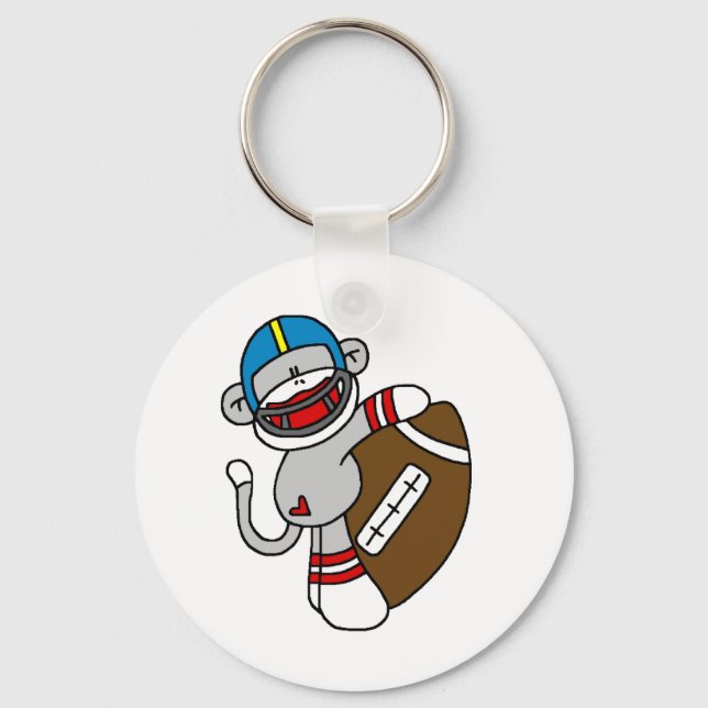 Sock Monkey Football T-shirts and Gifts Keychain (Front)