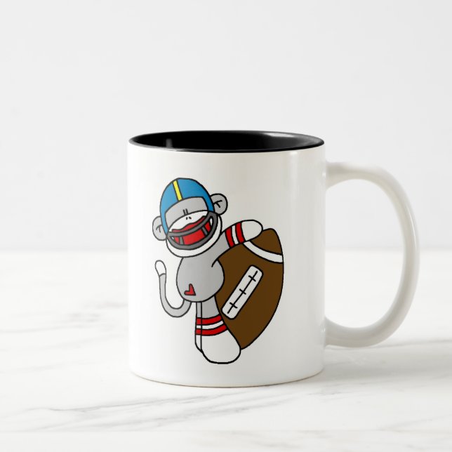 Sock Monkey Football Two-Tone Coffee Mug (Right)