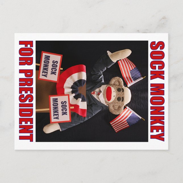 Sock Monkey for President Postcard (Front)