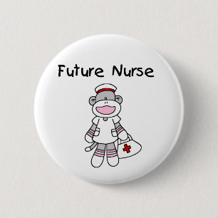 Sock  Monkey Future Nurse T-shirts and Gifts 2 Inch Round Button