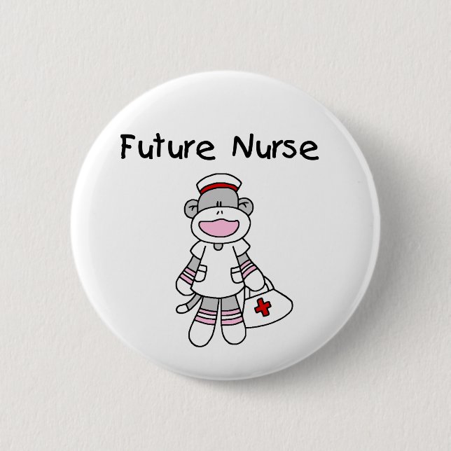 Sock  Monkey Future Nurse T-shirts and Gifts 2 Inch Round Button (Front)