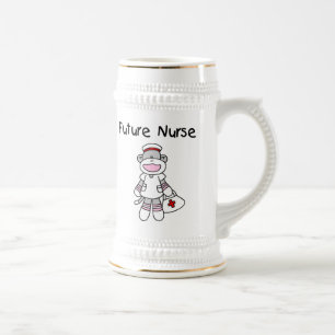 Sock Monkey Future Nurse T-shirts and Gifts Beer Stein