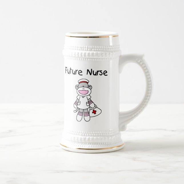 Sock  Monkey Future Nurse T-shirts and Gifts Beer Stein (Right)