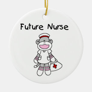 Sock  Monkey Future Nurse T-shirts and Gifts Ceramic Ornament