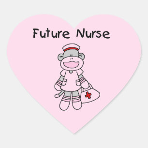 Sock  Monkey Future Nurse T-shirts and Gifts Heart Sticker