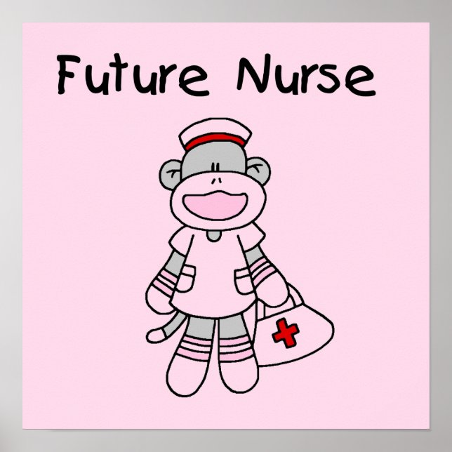 Sock  Monkey Future Nurse T-shirts and Gifts Poster (Front)