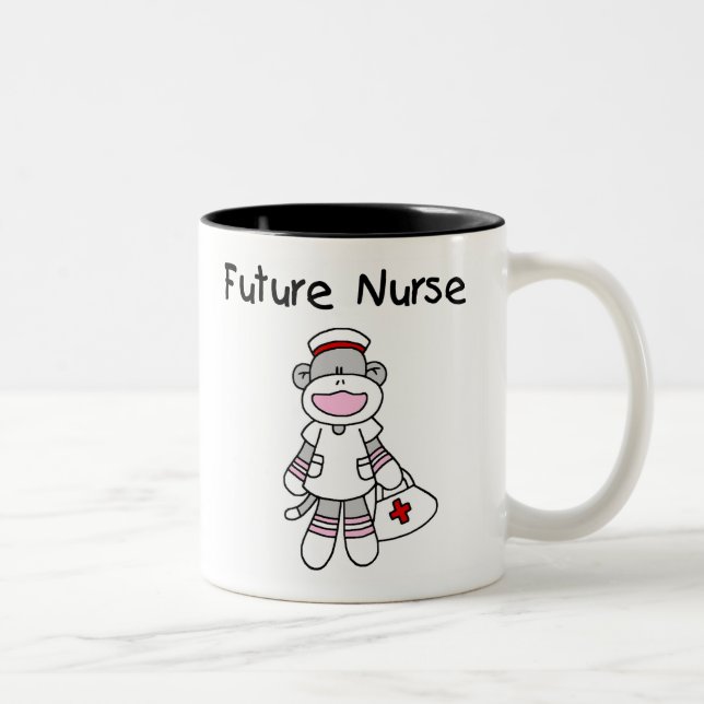Sock  Monkey Future Nurse T-shirts and Gifts Two-Tone Coffee Mug (Right)