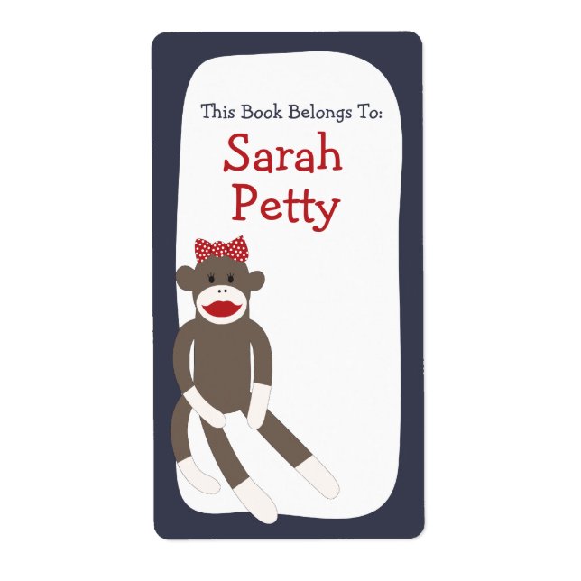 Sock Monkey Girl bookplate (Devant)