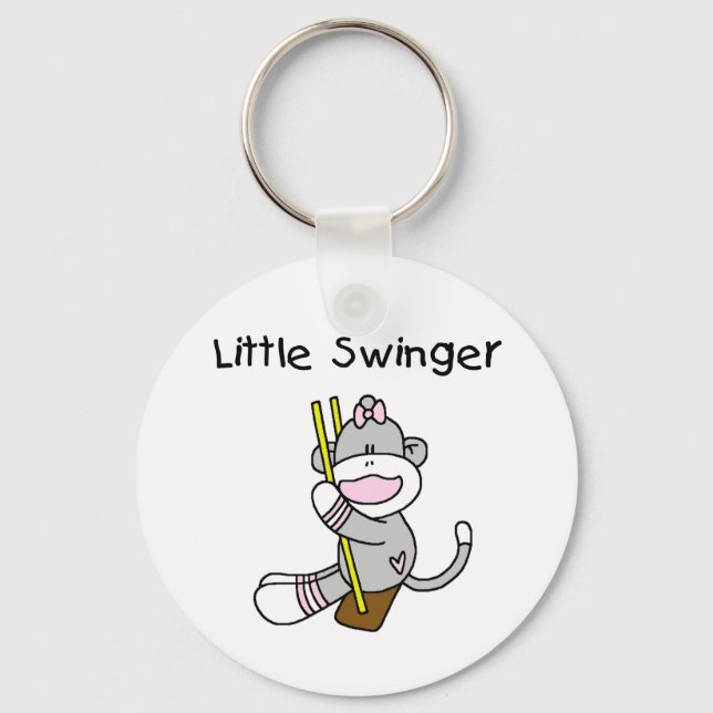 Sock Monkey Girl Little Swinger Keychain (Front)